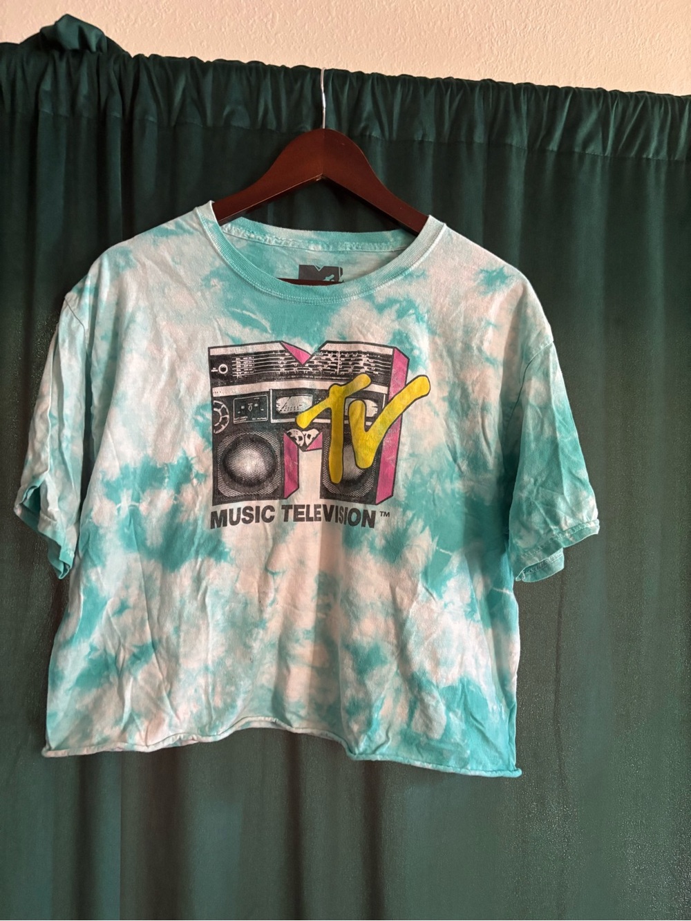 MTV Tie-Dye Tee - Teal, White & Black Logo